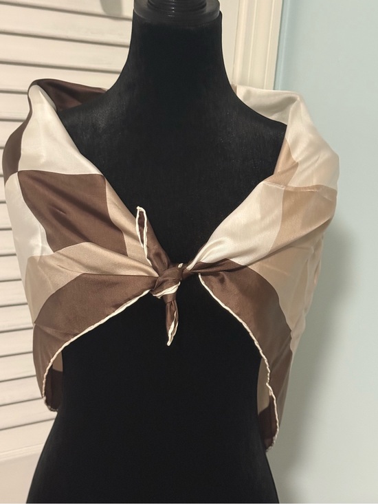 Valentino Accessories - Valentino Silk Brown and Cream Geometric Scarf/Wrap!